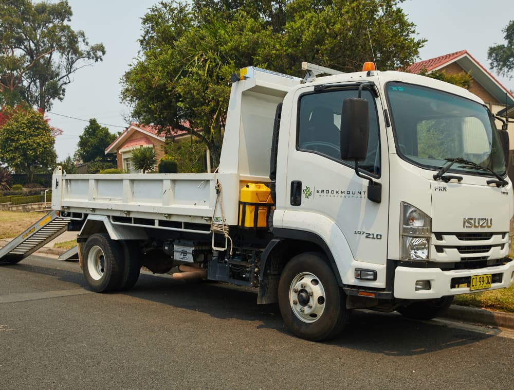 Idle white truck